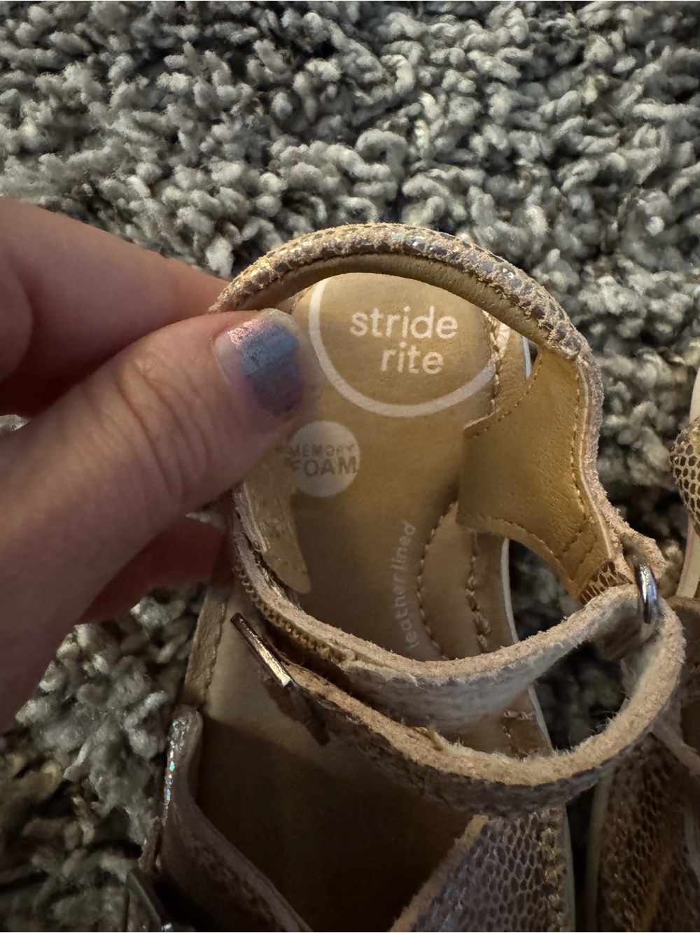 Stride Rite Toddler Iridescent Rose Gold Sandals - Picture 2 of 3